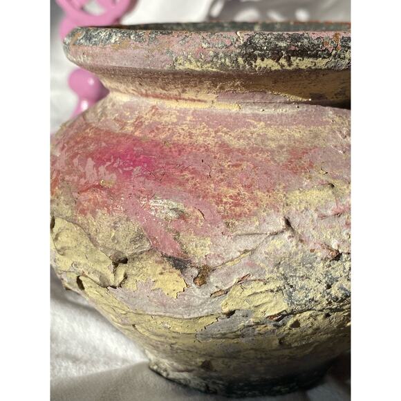 Neutral and Purple Rustic Textured Pottery Vessel vase ceramic Spanish Euro boho - Picture 13 of 16